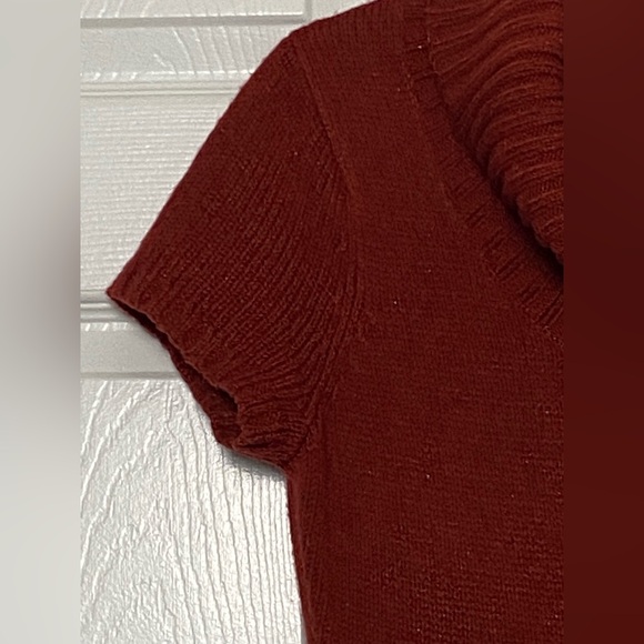 Burgundy Sparkle Cowl Neck Sweater Dress Short Sleeve Knit a.n.a Size S Fits M - Picture 10 of 15